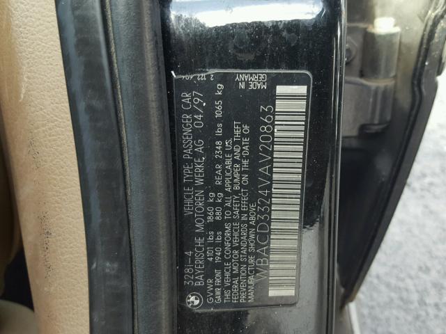 WBACD3324VAV20863 - 1997 BMW 328 I BLACK photo 10