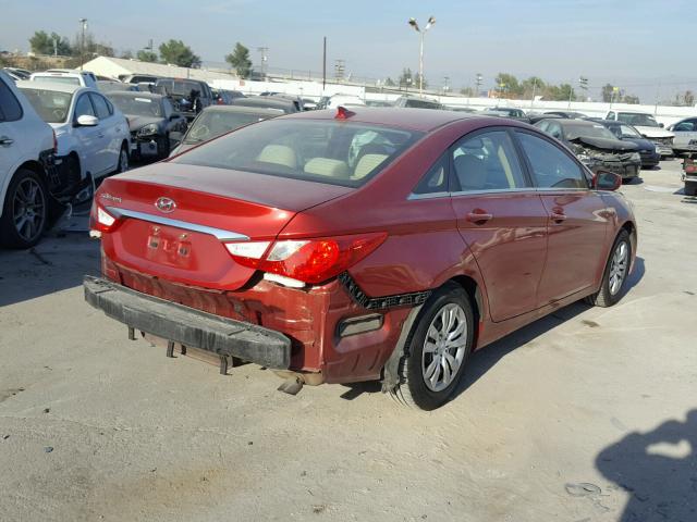 5NPEB4AC1CH490388 - 2012 HYUNDAI SONATA GLS RED photo 4