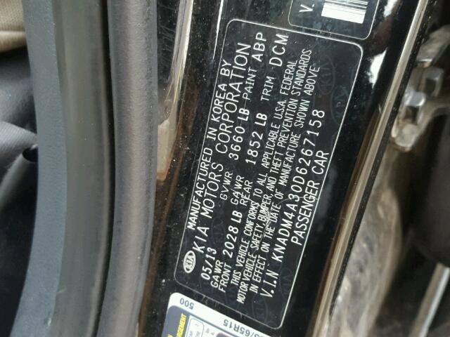 KNADM4A30D6267158 - 2013 KIA RIO LX Սև լուսանկար 10