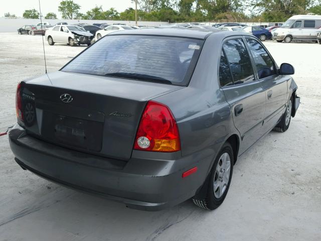 KMHCG45C13U446265 - 2003 HYUNDAI ACCENT GL GRAY photo 4