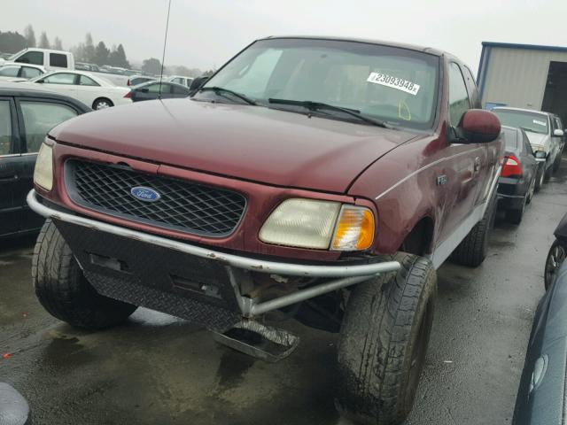 1FTDX17W1VKB97351 - 1997 FORD F150 BURGUNDY photo 2