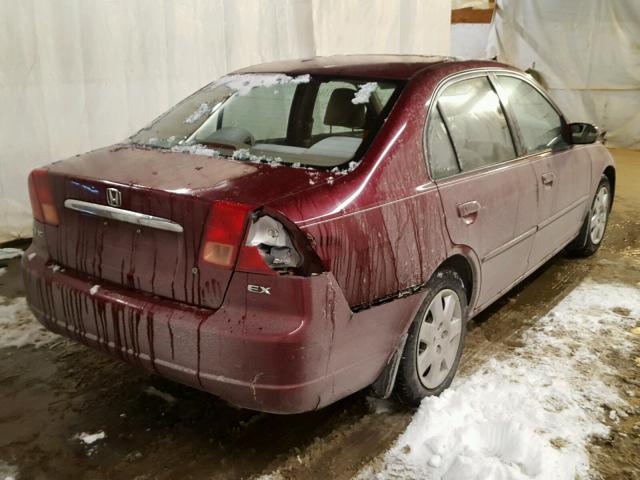 2HGES26722H581405 - 2002 HONDA CIVIC EX ბურგუნდია ფოტო 4