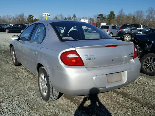 1B3ES56C65D224941 - 2005 DODGE NEON SXT SILVER photo 3