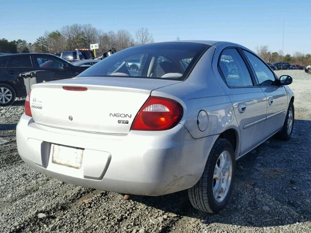 1B3ES56C65D224941 - 2005 DODGE NEON SXT SILVER photo 4