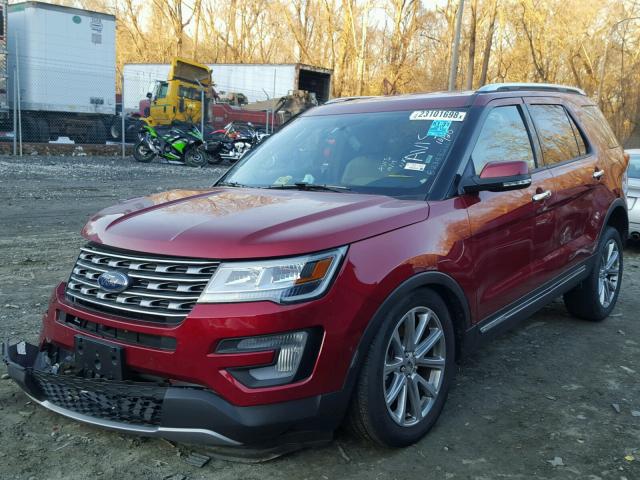 1FM5K8F88HGC38544 - 2017 FORD EXPLORER L RED photo 2