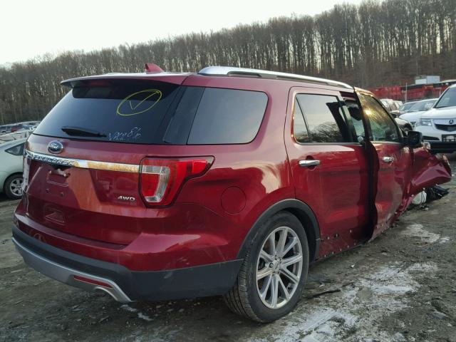 1FM5K8F88HGC38544 - 2017 FORD EXPLORER L RED photo 4