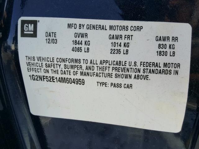 1G2NF52E14M604959 - 2004 PONTIAC GRAND AM S 蓝色 照片 10