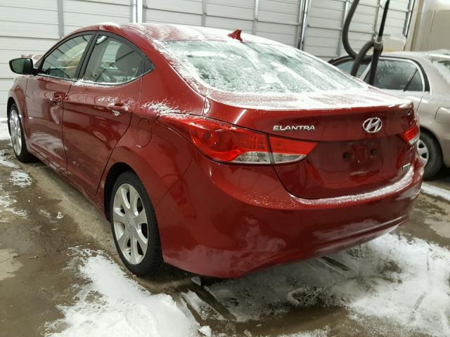 KMHDH4AE4CU307255 - 2012 HYUNDAI ELANTRA GL RED photo 3