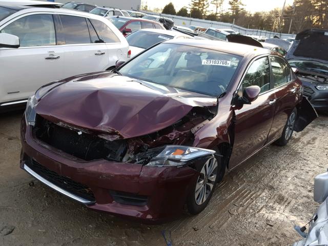 1HGCR2F35FA000564 - 2015 HONDA ACCORD LX RED photo 2