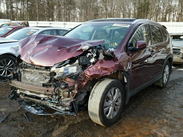 5J6RM3H74EL035834 - 2014 HONDA CR-V EXL BURGUNDY photo 2