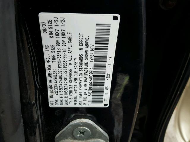 5J8TB18548A002614 - 2008 ACURA RDX TECHNO BLACK photo 10