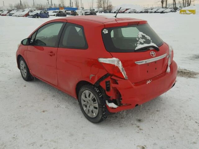 JTDJTUD33CD505390 - 2012 TOYOTA YARIS RED photo 3