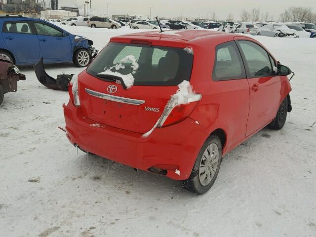 JTDJTUD33CD505390 - 2012 TOYOTA YARIS RED photo 4