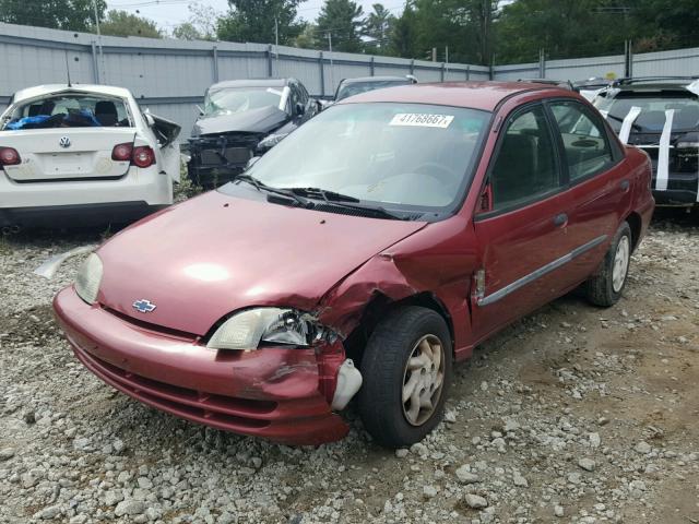 2C1MR522516709922 - 2001 CHEVROLET METRO LSI RED photo 2