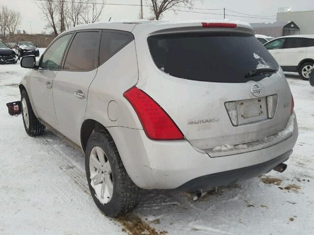 JN8AZ08W46W517864 - 2006 NISSAN MURANO SL SILVER photo 3