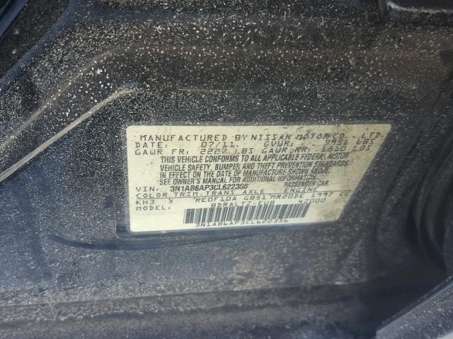 3N1AB6AP3CL622356 - 2012 NISSAN SENTRA 2.0 BLACK photo 10