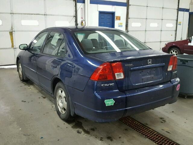 JHMES96645S011626 - 2005 HONDA CIVIC HYBR BLUE photo 3