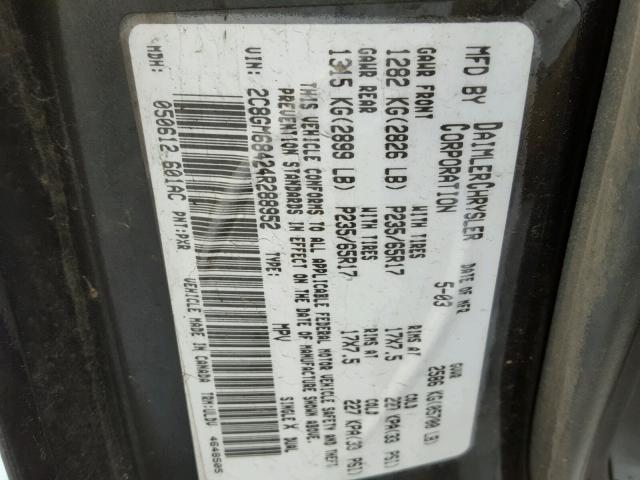 2C8GM68424R288952 - 2004 CHRYSLER PACIFICA BLACK photo 10