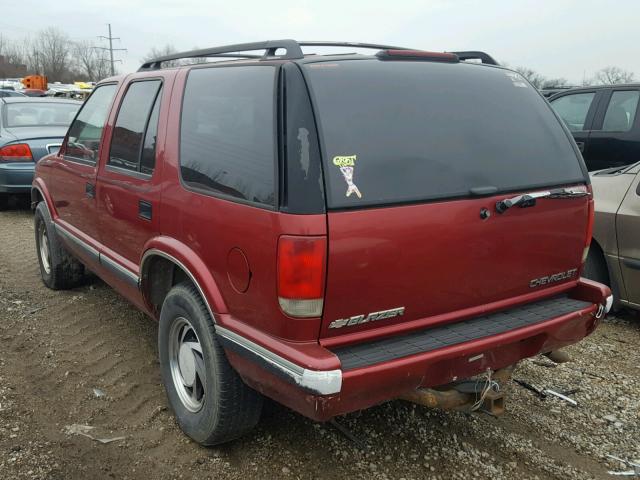 1GNDT13W4V2220288 - 1997 CHEVROLET BLAZER MAROON photo 3