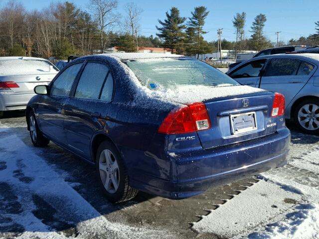 2HGES26734H512824 - 2004 HONDA CIVIC EX BLUE photo 3