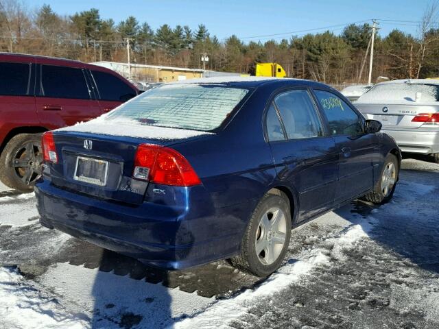 2HGES26734H512824 - 2004 HONDA CIVIC EX BLUE photo 4