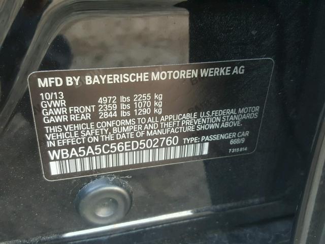 WBA5A5C56ED502760 - 2014 BMW 528 I BLACK photo 10