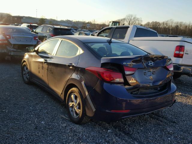 5NPDH4AE4EH477309 - 2014 HYUNDAI ELANTRA SE BLUE photo 3