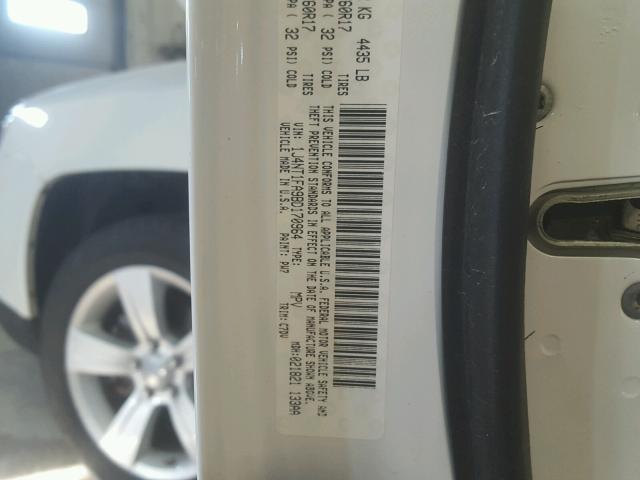 1J4NT1FA9BD170964 - 2011 JEEP COMPASS SP WHITE photo 10