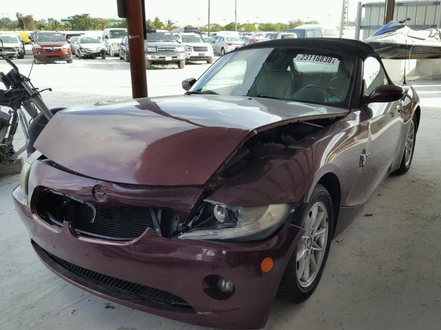 4USBT33545LS54223 - 2005 BMW Z4 2.5 BURGUNDY photo 2