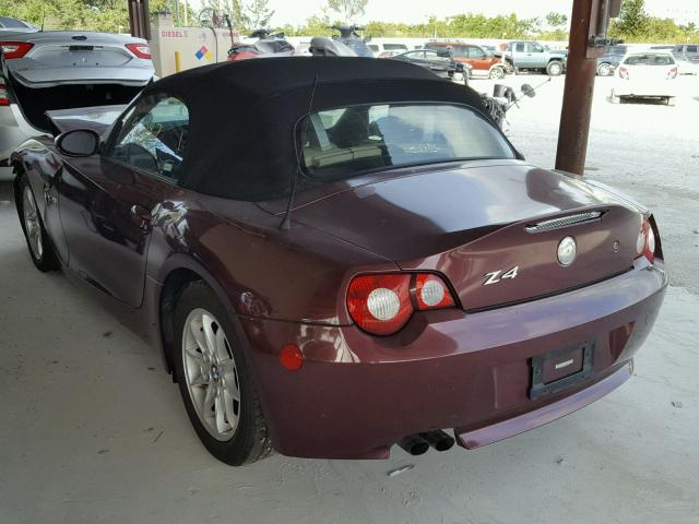 4USBT33545LS54223 - 2005 BMW Z4 2.5 BURGUNDY photo 3