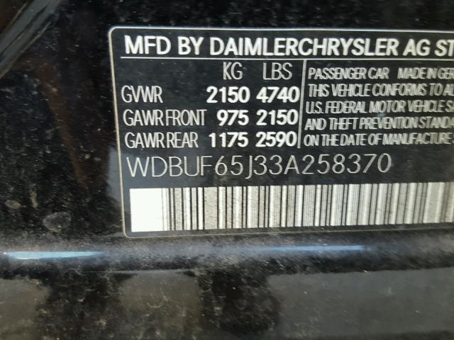 WDBUF65J33A258370 - 2003 MERCEDES-BENZ E 320 BLUE photo 10