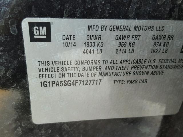 1G1PA5SG4F7127717 - 2015 CHEVROLET CRUZE LS BLACK photo 10