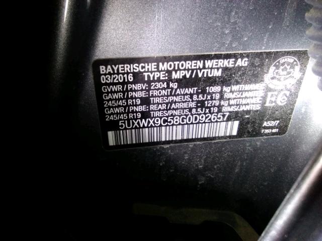 5UXWX9C58G0D92657 - 2016 BMW X3 XDRIVE2 GRAY photo 10