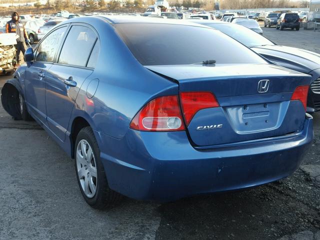 2HGFA16548H517228 - 2008 HONDA CIVIC LX BLUE photo 3