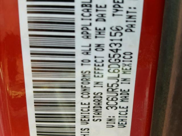 3C6UR5JL6DG543150 - 2013 RAM 2500 SLT RED photo 10