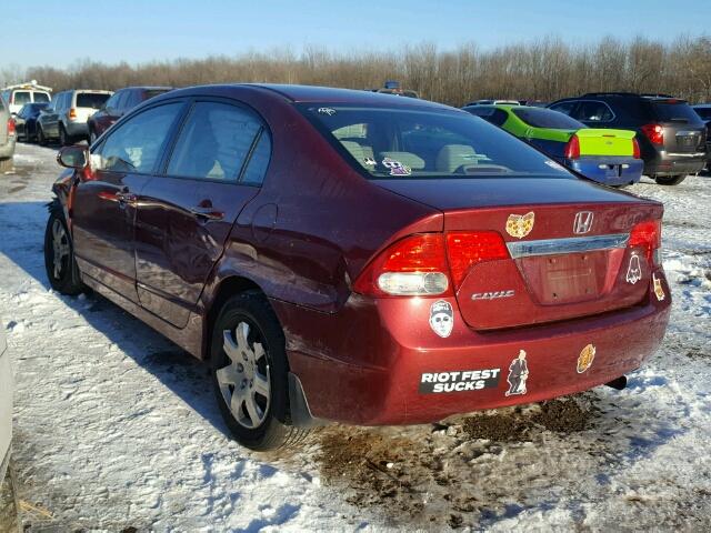 2HGFA1F54AH571330 - 2010 HONDA CIVIC LX MAROON photo 3