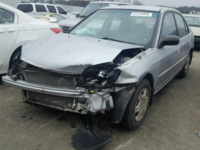 1HGES16562L045343 - 2002 HONDA CIVIC LX SILVER photo 2