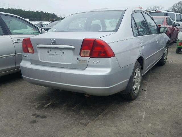 1HGES16562L045343 - 2002 HONDA CIVIC LX SILVER photo 4