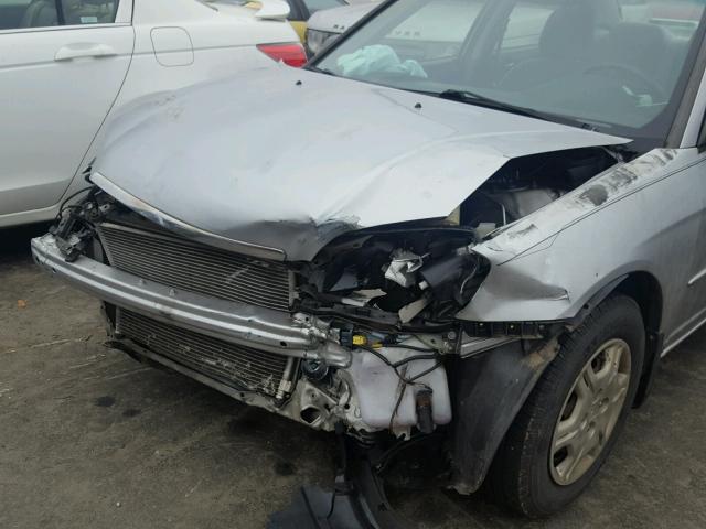 1HGES16562L045343 - 2002 HONDA CIVIC LX SILVER photo 9