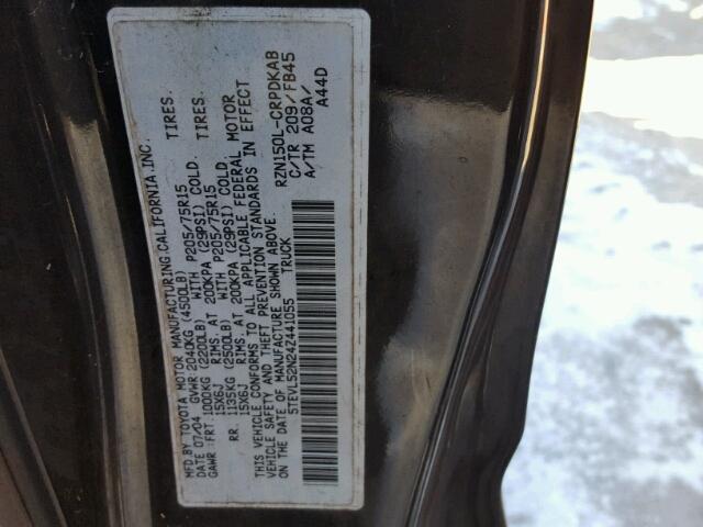 5TEVL52N24Z441055 - 2004 TOYOTA TACOMA XTR BLACK photo 10