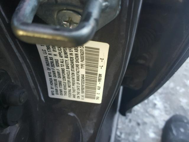 19XFB2F87CE024644 - 2012 HONDA CIVIC EX ნაცრისფერი ფოტო 10