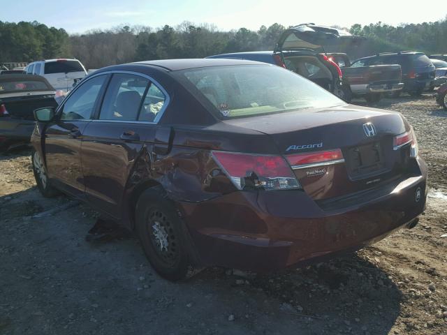 1HGCP2F32BA068501 - 2011 HONDA ACCORD LX MAROON photo 3