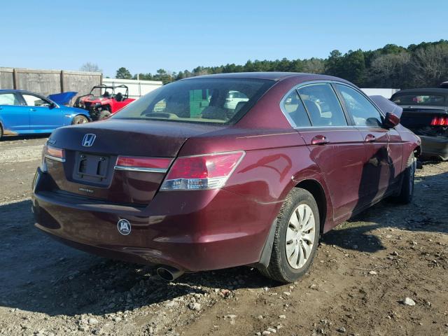 1HGCP2F32BA068501 - 2011 HONDA ACCORD LX MAROON photo 4