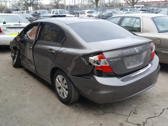 19XFB2F51CE026007 - 2012 HONDA CIVIC LX GRAY photo 3