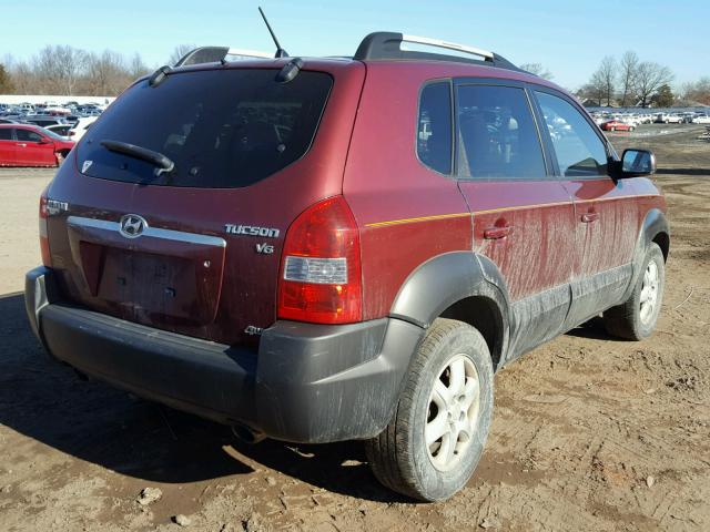 KM8JN72D75U135129 - 2005 HYUNDAI TUCSON GLS MAROON photo 4