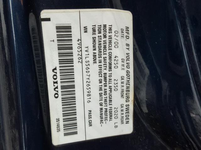 YV1LS56D7Y2659816 - 2000 VOLVO S70 GLT BLUE photo 10