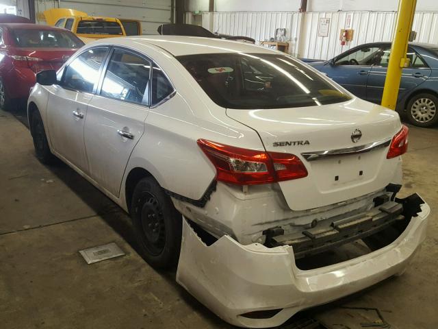 3N1AB7AP7GY249594 - 2016 NISSAN SENTRA S WHITE photo 3