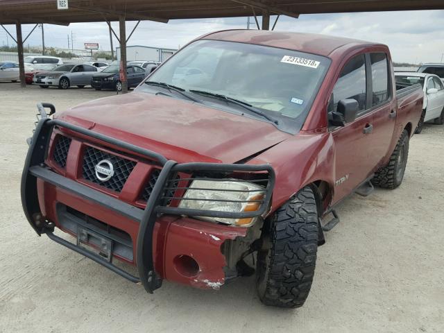 1N6AA07B35N504834 - 2005 NISSAN TITAN XE RED photo 2