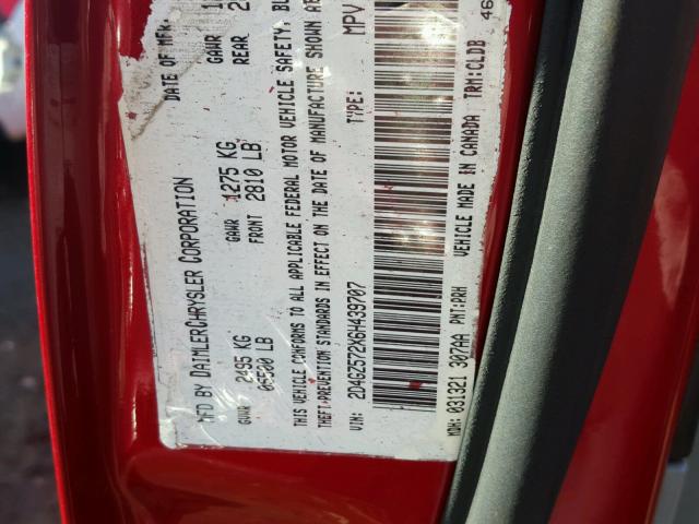 2D4GZ572X6H439707 - 2006 DODGE MAGNUM R/T RED photo 10
