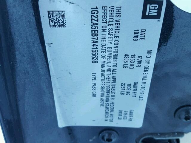 1G2ZA5EB7A4155638 - 2010 PONTIAC G6 BLACK photo 10